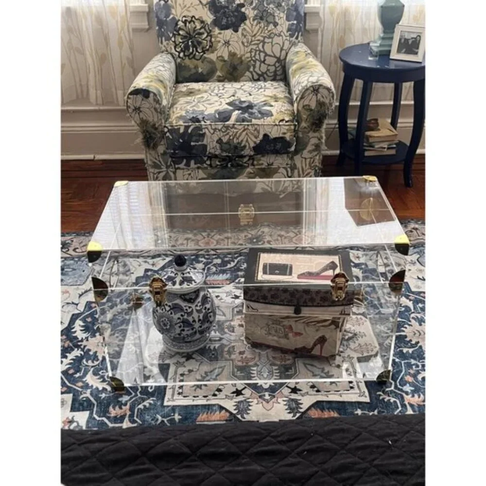 New 5x7 Blue Brown Boho Rug, Washable Soft Faux-Wool Vintage Medallion Carpet
